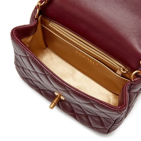 burgundy lambskin mini flap